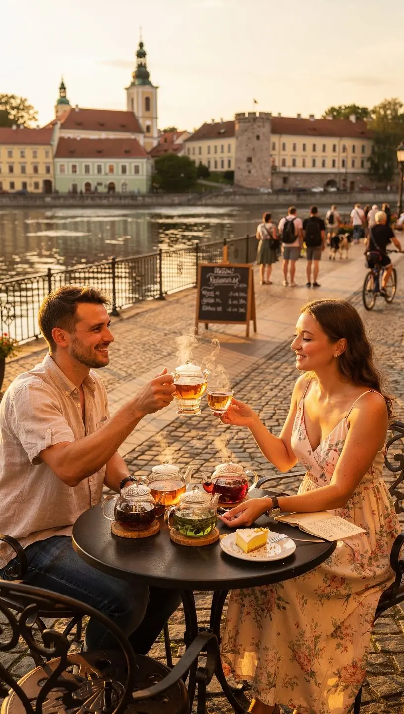 Žmogus lauke geria žolelių arbatą, pabrėždamas kasdienio vartojimo paprastumą ir naudą sveikatai