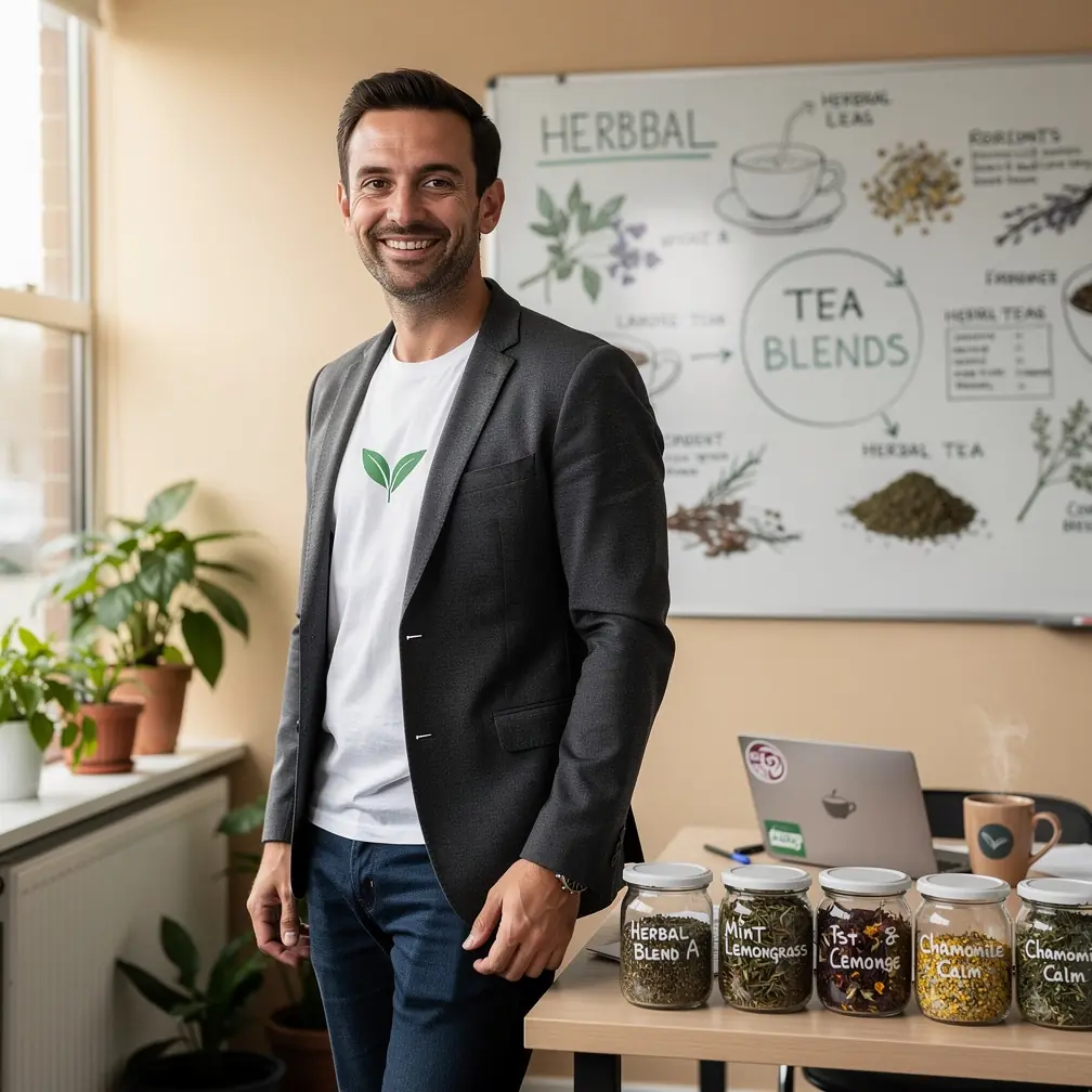 Žolelių infuzijų sudedamosios dalys ant natūralaus audinio, pabrėžiantys natūralumą ir sveiką gyvenimo būdą.